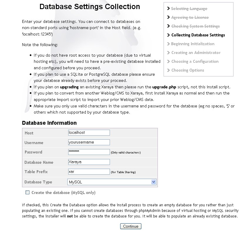 Database Settings Collection.